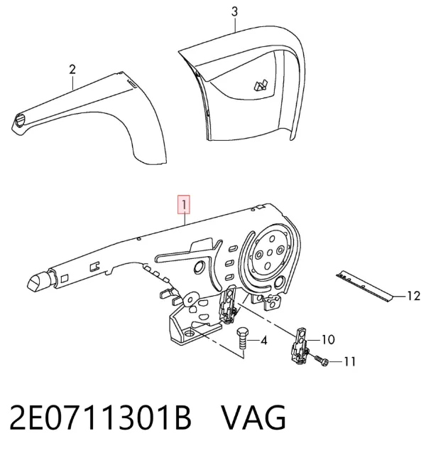 Важіль ручного гальма 2E0711301B VAG