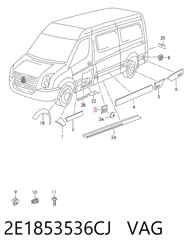 Молдинг заднього правого крила 2E1853536CJ VAG