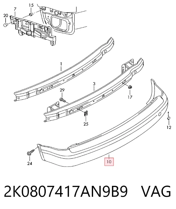 Задній бампер 2K0807417AN9B9 VAG