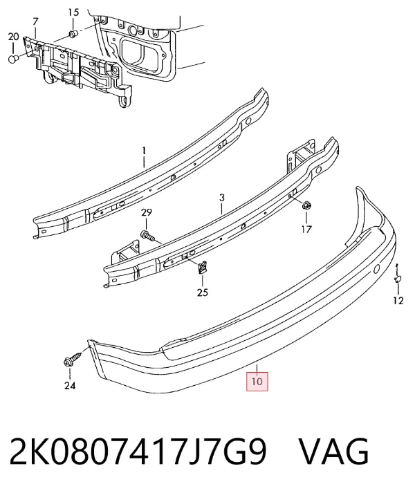 Задній бампер 2K0807417J7G9 VAG