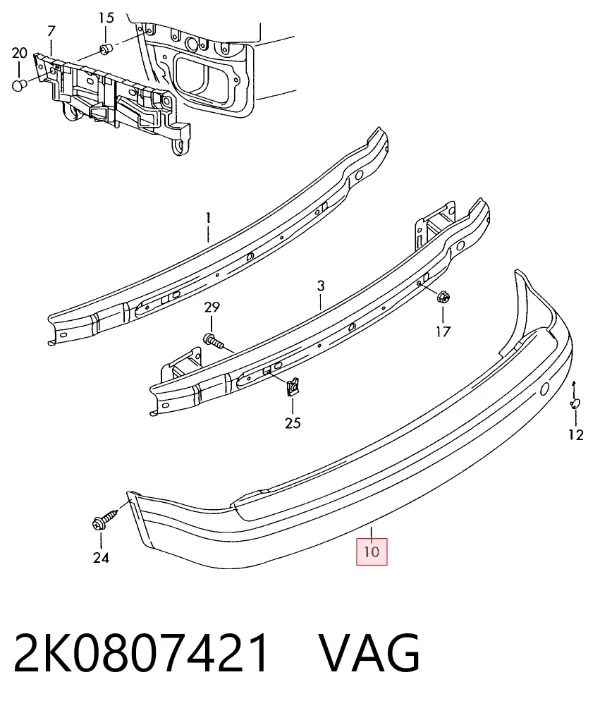Задній бампер 2K0807421 VAG