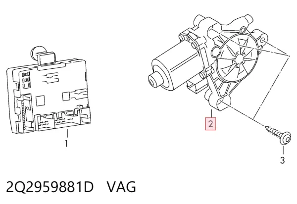 Двигун склопідіймача двері передньої, лівої 2Q2959881D VAG