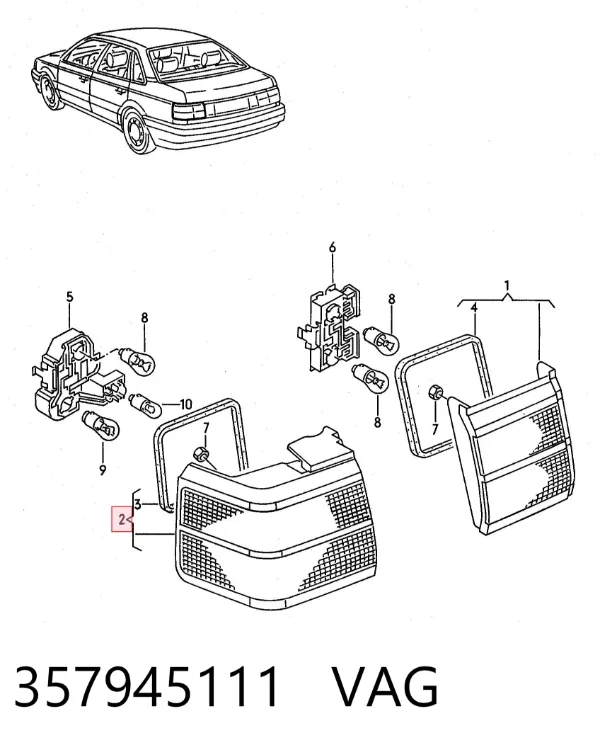 Ліхтар задній лівий, зовнішній 357945111 VAG