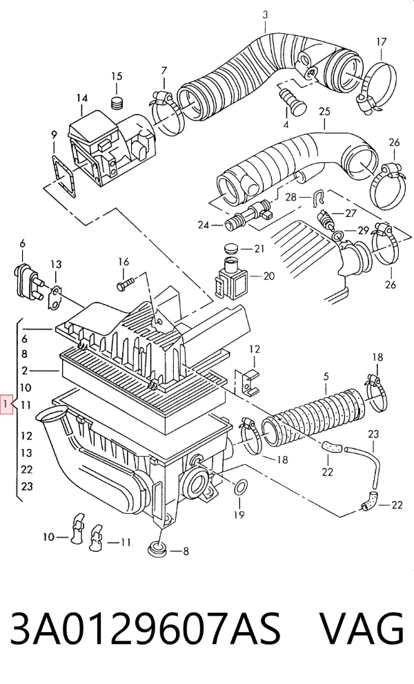 Корпус фільтра 3A0129607AS VAG