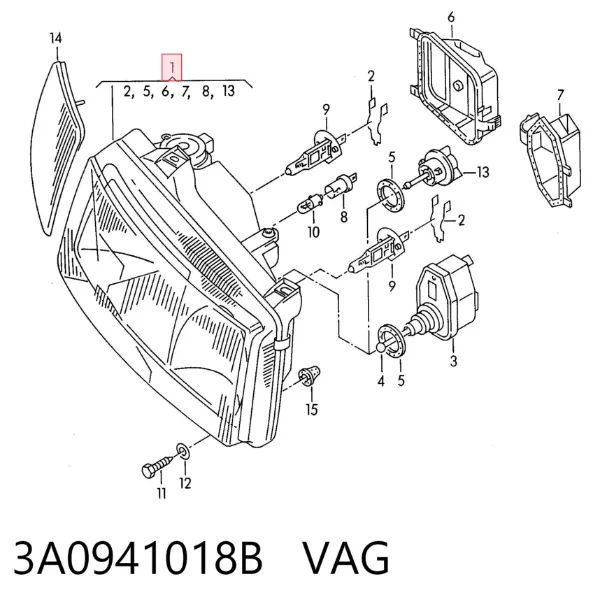Фара права 3A0941018B VAG
