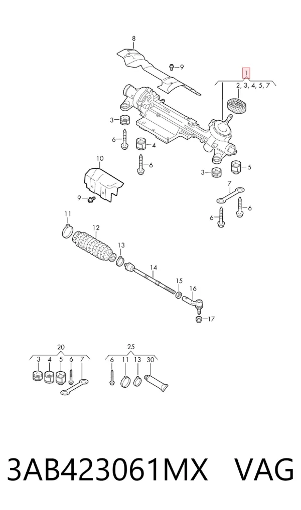 Рульова рейка 3AB423061MX VAG
