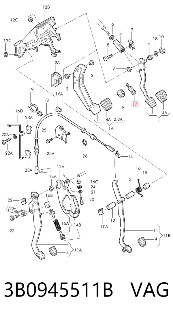 Жабка тормозу 3B0945511B VAG