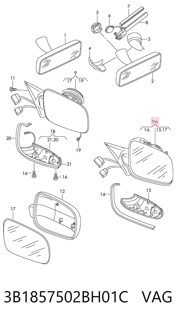 Дзеркало праве 3B1857502BH01C VAG