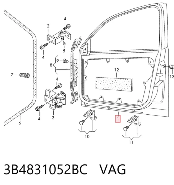 Двері праві передні 3B4831052BC VAG