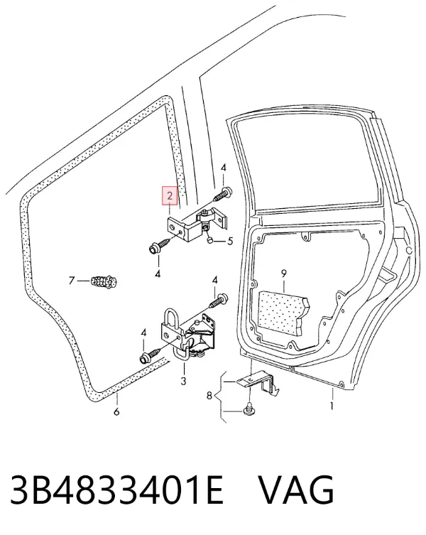 Петля передніх дверей, лівої 3B4833401E VAG