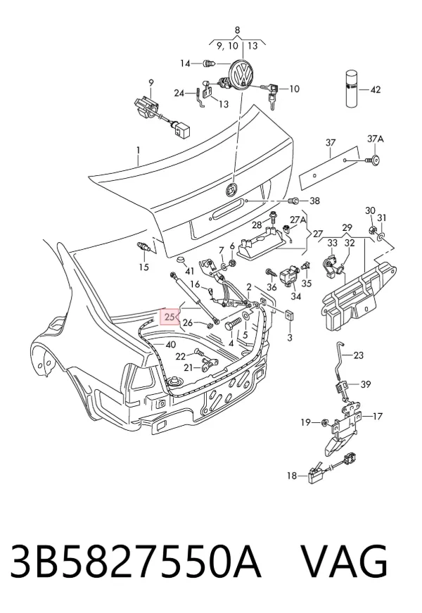 Амортизатор багажника 3B5827550A VAG