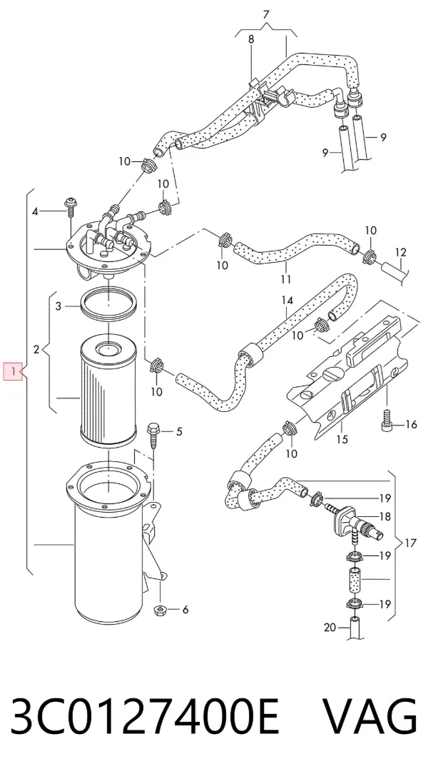 Корпус паливного фільтра 3C0127400E VAG