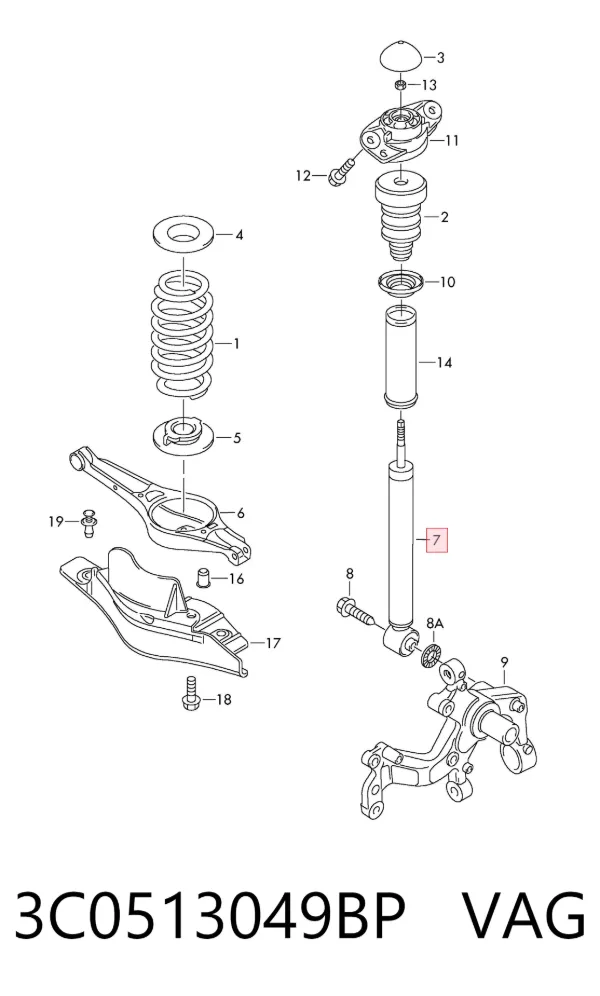Амортизатор задній 3C0513049BP VAG