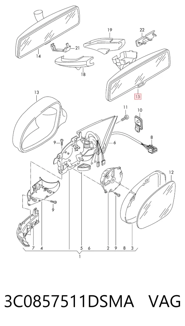 Дзеркало салону 3C0857511DSMA VAG
