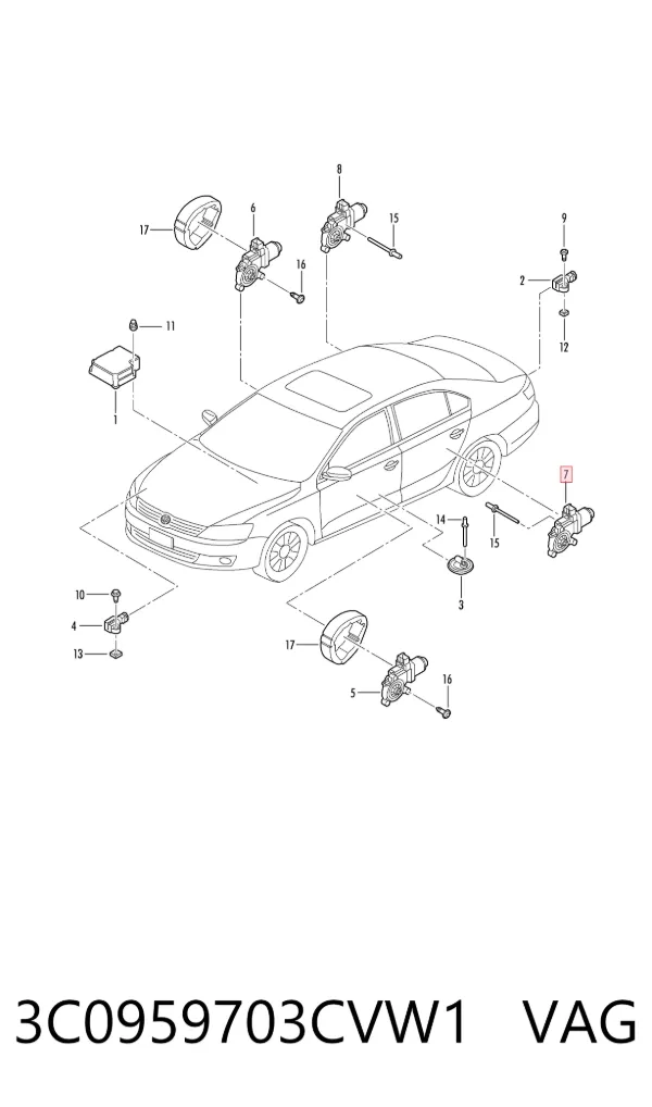 Двигун склопідіймача двері передньої, лівої 3C0959703CVW1 VAG