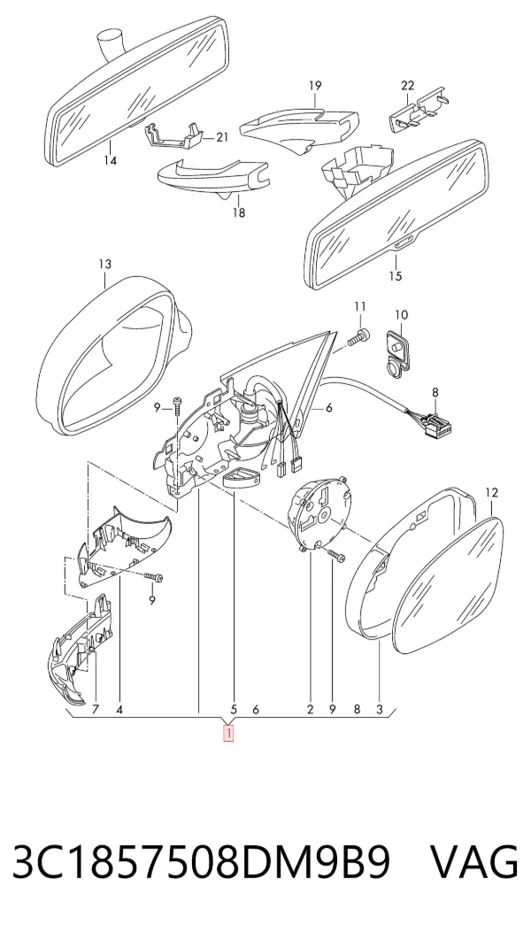 Дзеркало праве 3C1857508DM9B9 VAG