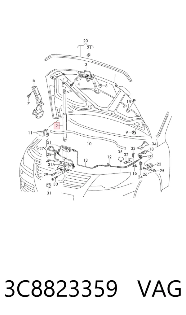 Амортизатор капота 3C8823359 VAG