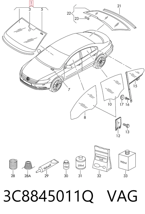 Лобове скло 3C8845011Q VAG