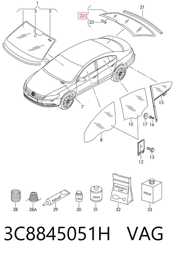 Заднє скло Volkswagen Passat CC B7