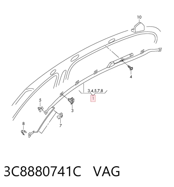 Подушка безпеки, збоку, ліва, AIRBAG 3C8880741C VAG