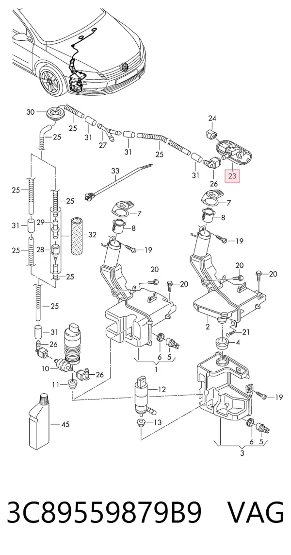 Форсунка омивача 3C89559879B9 VAG