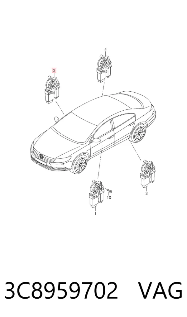 Двигун склопідіймача двері передньої, правої 3C8959702 VAG