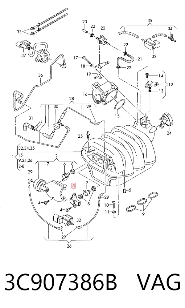 Датчик холостого ходу 3C907386B VAG