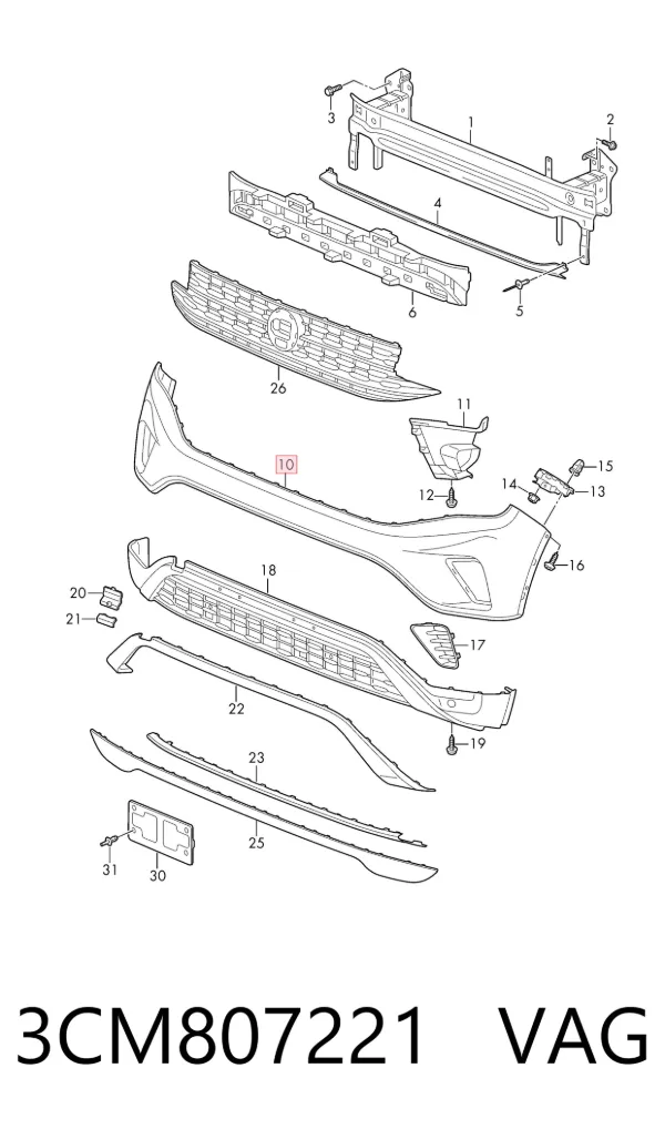 Передній бампер 3CM807221 VAG