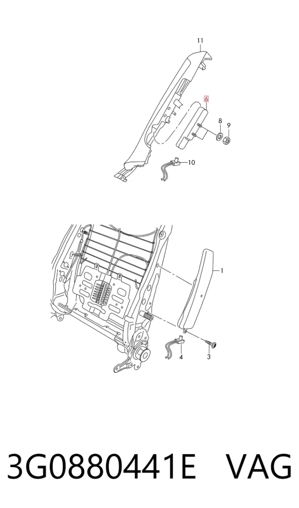 Подушка безпеки AIRBAG спинки сидіння, лівого 3G0880441E VAG