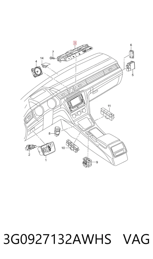 Кнопка аварійки 3G0927132AWHS VAG
