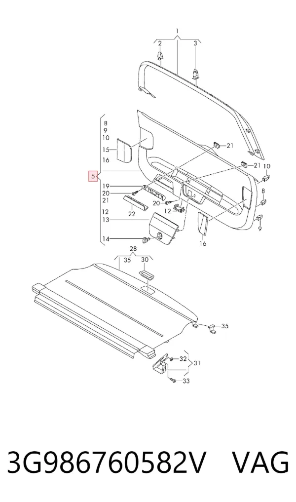 Обшивка-облицювання кришки багажника 3G986760582V VAG
