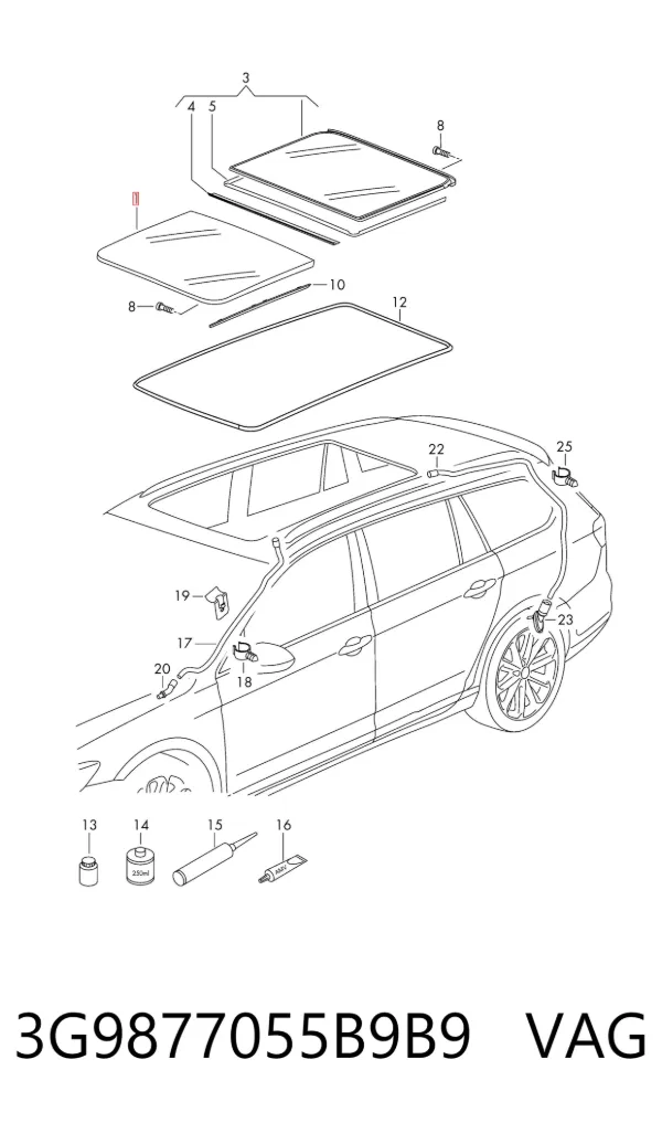 Кришка люка даху передня 3G9877055B9B9 VAG