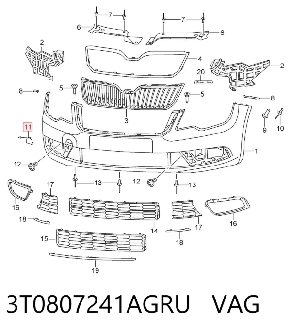 Заглушки буксирувального гака 3T0807241AGRU VAG