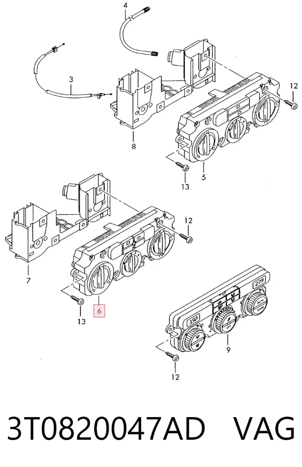 Блок управління кондиціонером 3T0820047AD VAG