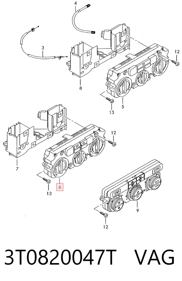 Блок управління кондиціонером 3T0820047T VAG