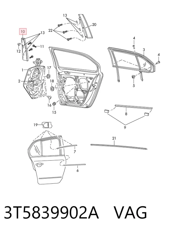 Накладка задньої двері, правої, вертикальна 3T5839902A VAG
