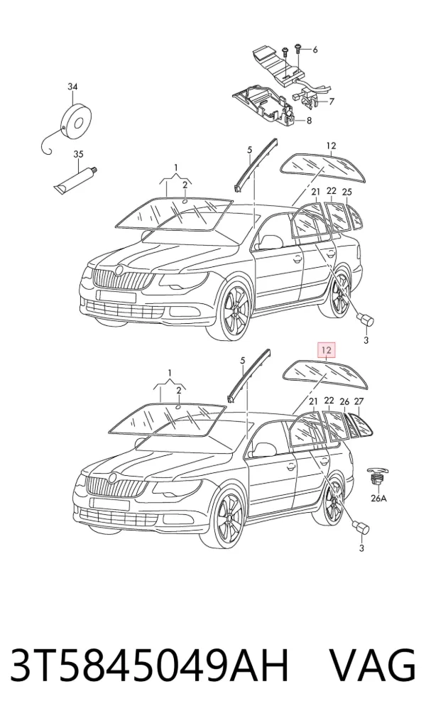 Заднє скло 3T5845049AH VAG