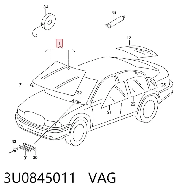 Лобове скло 3U0845011 VAG