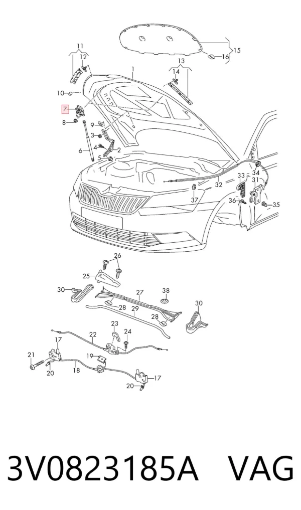 Стояк-гак замка капота 3V0823185A VAG