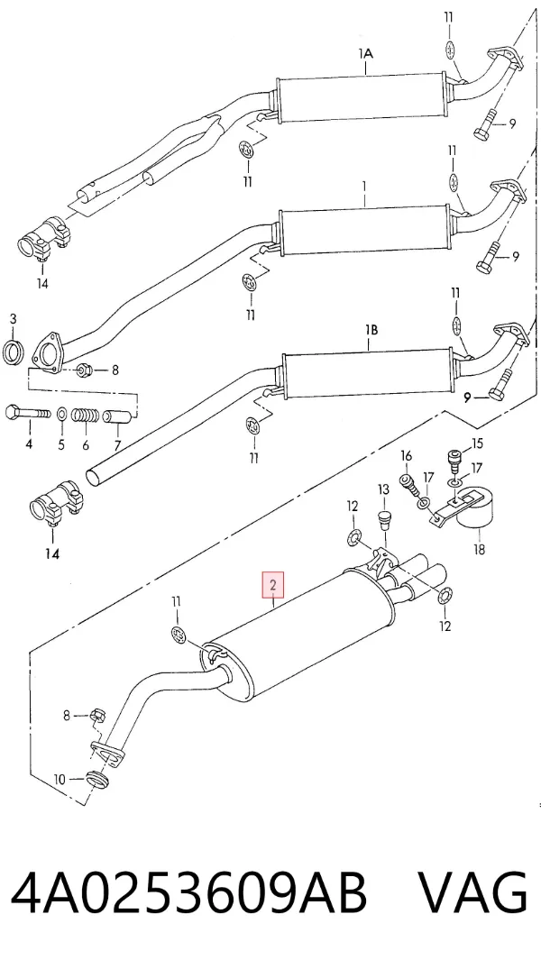 Глушник, задня частина 4A0253609AB VAG