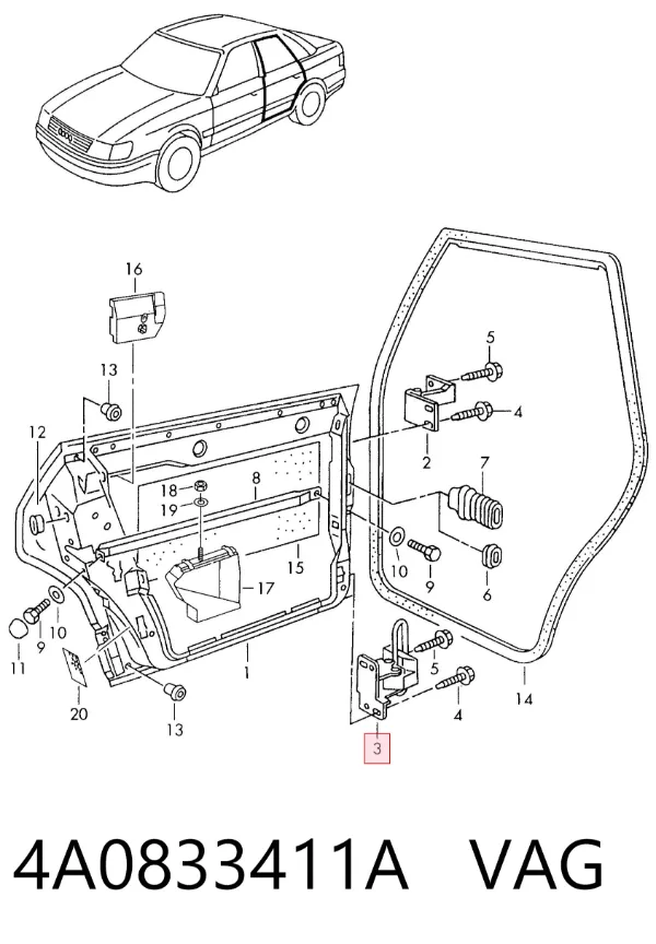 Петля заднтої двері, лівої 4A0833411A VAG