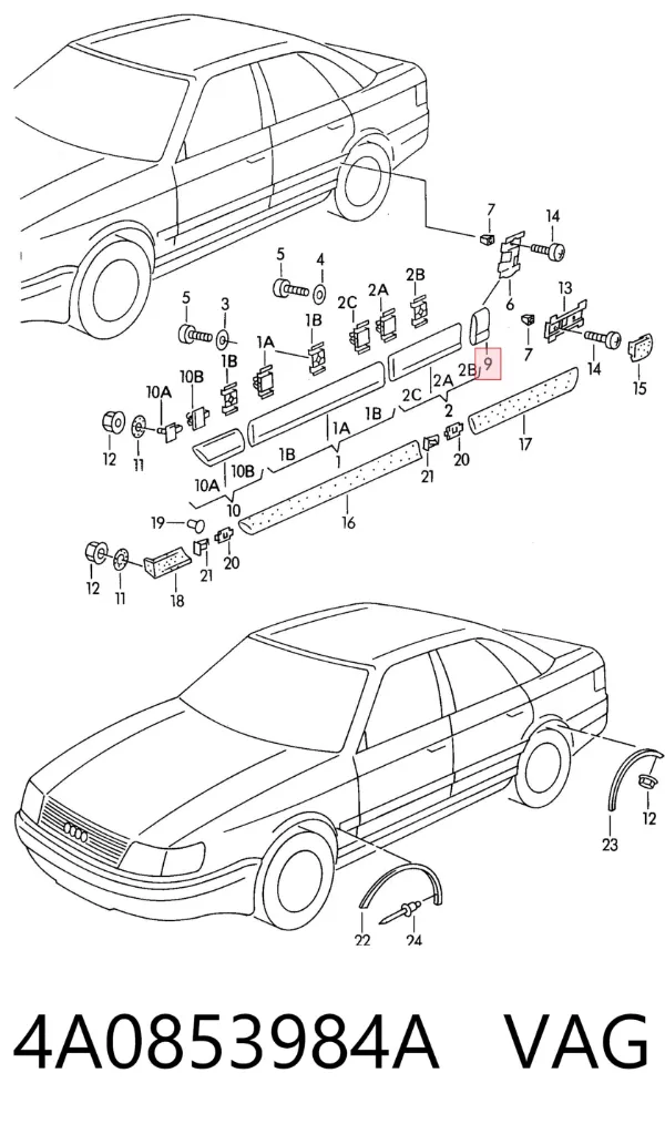 Молдинг заднього правого крила 4A0853984A VAG