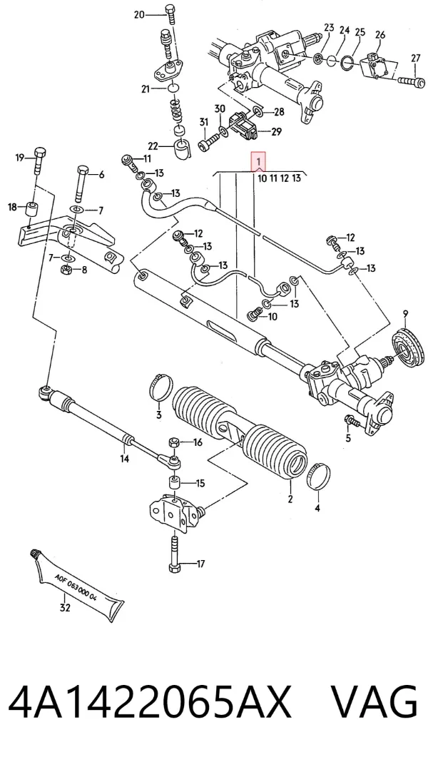 Рульова рейка 4A1422065AX VAG