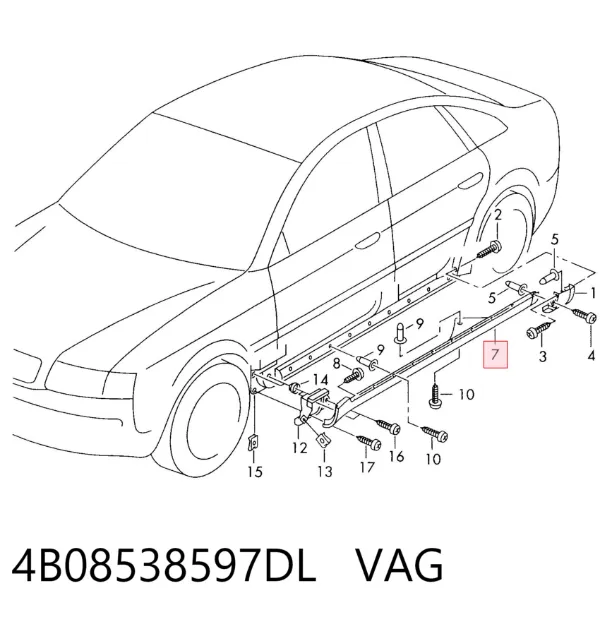 Накладка зовнішня (молдинг) порога, лівий 4B08538597DL VAG