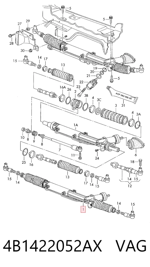 Рульова рейка 4B1422052AX VAG