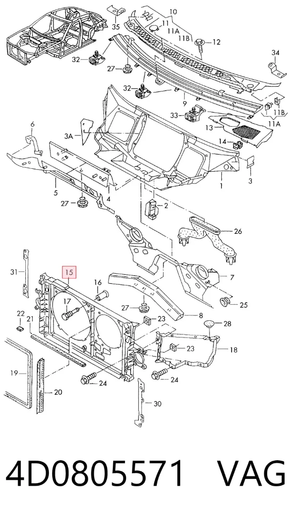 Рамка радіатора 4D0805571 VAG