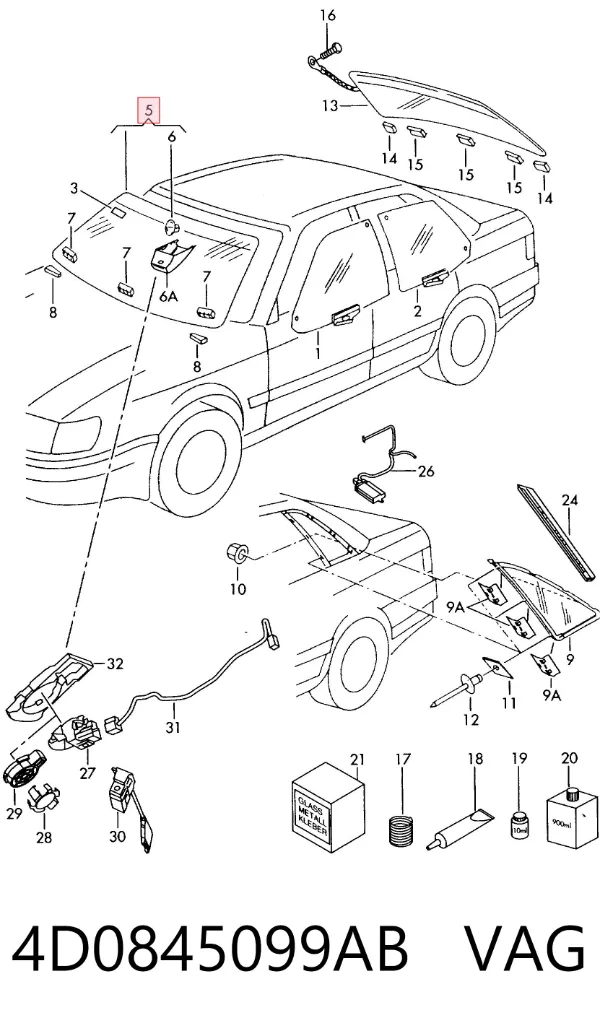 Лобове скло 4D0845099AB VAG