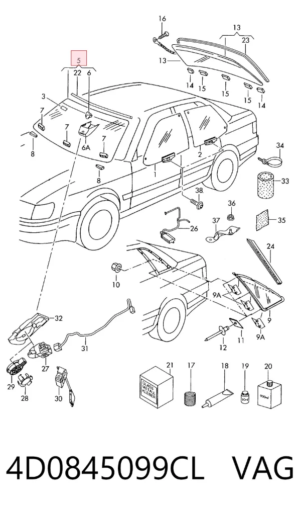 Лобове скло 4D0845099CL VAG