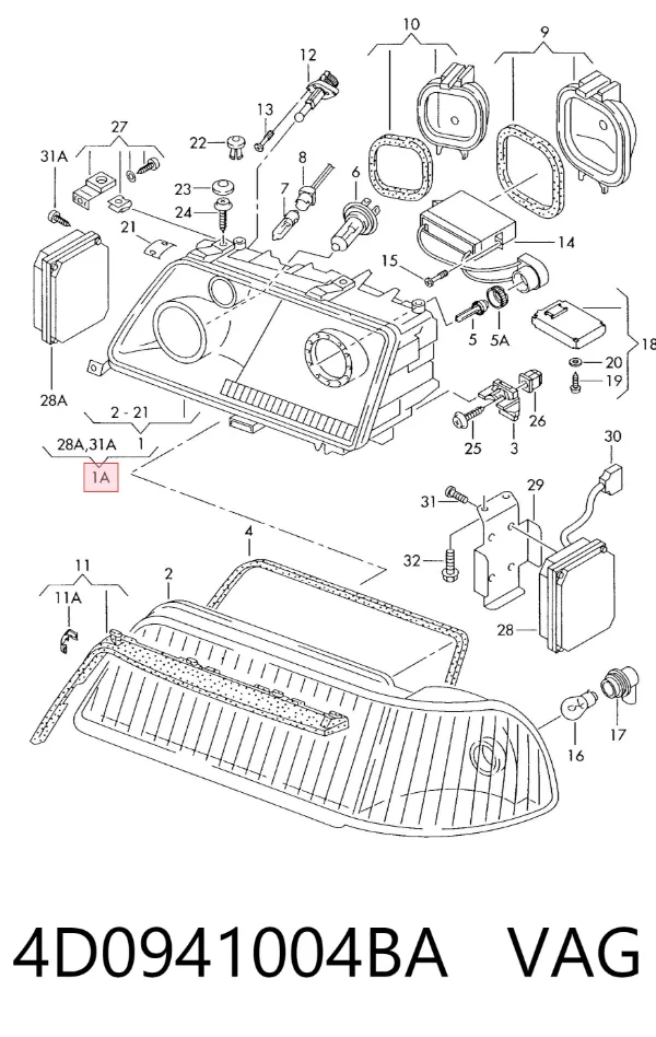 Фара права 4D0941004BA VAG