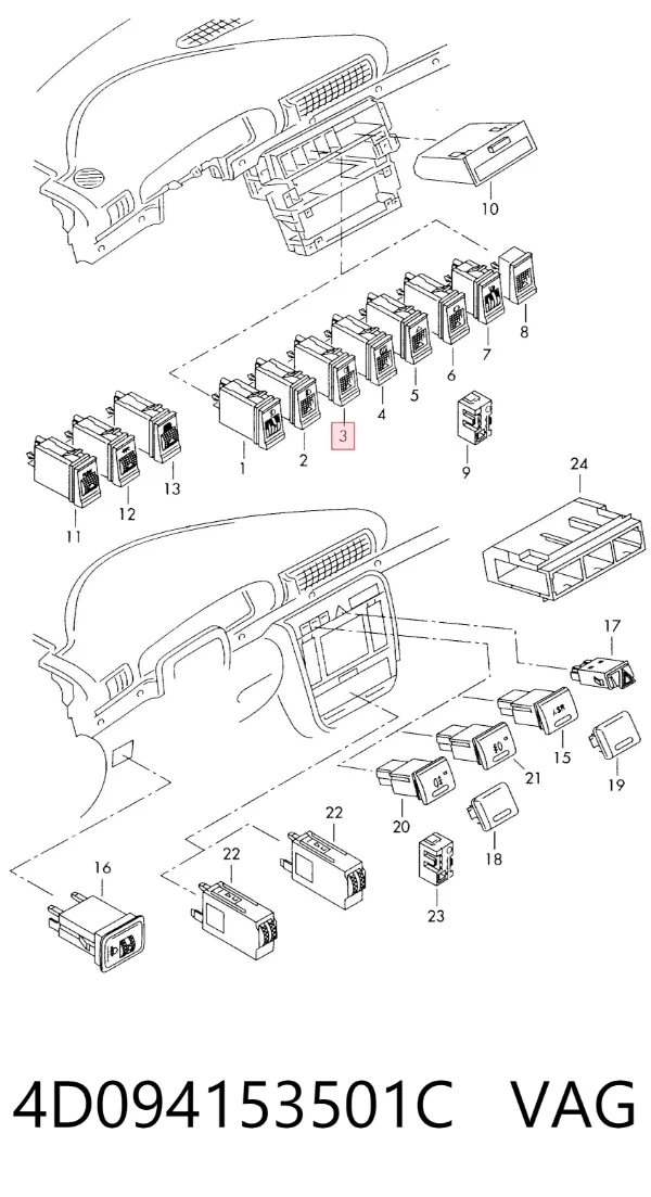 Кнопка вмикання протитуманних фар 4D094153501C VAG